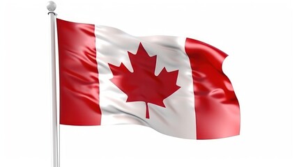 Wall Mural - canadian flag waving in the wind with white background 