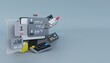 © RifaldiMuhammadSalim - Computer 3D Dashboard Data Analysis Upload Video Image Chat with each other in the application on an elegant bright black background