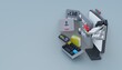 © RifaldiMuhammadSalim - Computer 3D Dashboard Data Analysis Upload Video Image Chat with each other in the application on an elegant bright black background