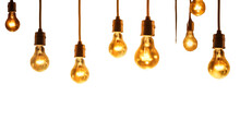 Hanging Light Bulbs Isolated On Transparent Background