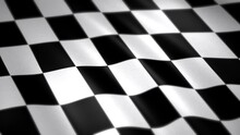 Waving Checkered Racing Flag For Car Races Background. 3D Animated Illustration
