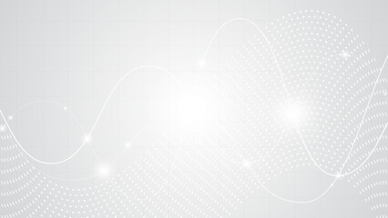 Wall Mural - Gray background with wavy lines and dots.