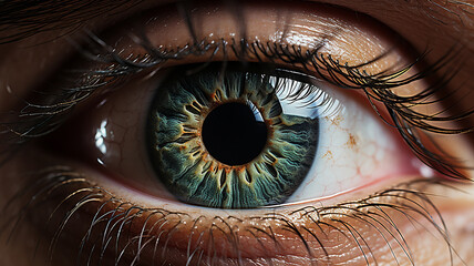 human eye with beautiful eyes and eyeglasses