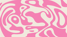 Simple Trippy Background With Pink Wavy Lines Pattern. Abstract Groovy Backdrop In Retro 60-70s Style. Cool Funky Ripple Stripes Design
