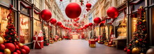 Stores Adorned With Holiday Decorations, Combining The Festive Spirit With The Shopping Frenzy.