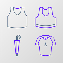 Sticker - Set line T-shirt, Umbrella, Undershirt and icon. Vector