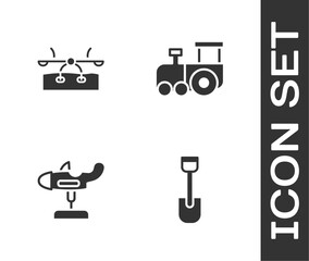 Canvas Print - Set Shovel toy, Seesaw, Swing plane and Toy train icon. Vector