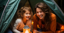 Staycation Adventures: Mother And Daughter Camping Indoors