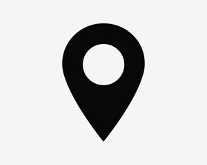 Wall Mural - Location Pin Icon GPS Map Position Satellite Navigation Direction Place Mark Marker Destination Search Black White Shape Outline Vector Sign Symbol