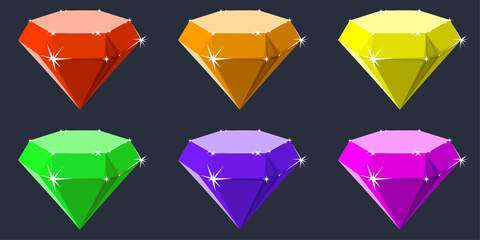Leinwandbilder - A set of six beautiful gems. Brilliant precious diamonds multi-colored.