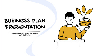 Wall Mural - vector of a young business man presenting his business plan