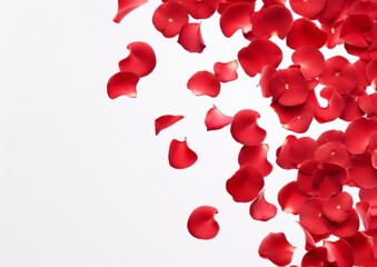 Wall Mural - red rose petals on white background