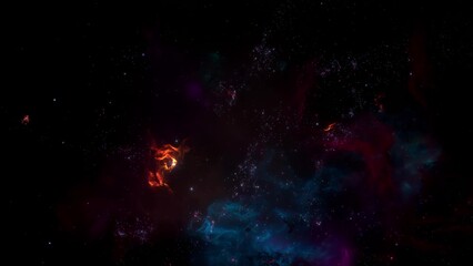 Wall Mural - Blue and Purple Galaxy Nebulae and Stars Flight through Space Science Background