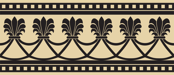 Vector endless gold and black national persian ornament. Seamless frame, border ethnic pattern of Iranian civilization..