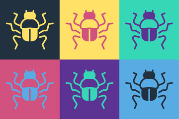 Wall Mural - Pop art Beetle bug icon isolated on color background. Vector