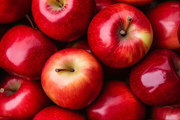 Wall Mural - Delicious Raw Organic McIntosh Apples - Perfect for Autumn Diet. Close-up Detail with Bunch on Beautiful Background