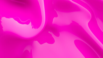 Wall Mural - Abstract pink background. Smooth pink wavy plastic or latex. Acrylic liquid. 3D rendering