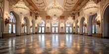Photo Of A Grand Ballroom With A Stunning Chandelier And Polished Marble Floor