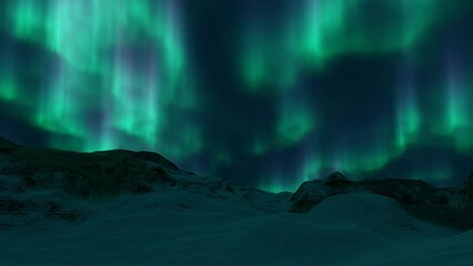 Wall Mural - a beautiful green and red aurora dancing over the hills.