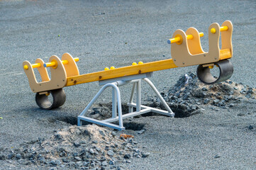 installation new swing-balancer on playground