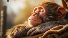 Close-up Of A Sleeping Monkey Highlighting Wildlife Conservation