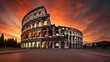Rome, Italy. The Colosseum or Coliseum at sunrise