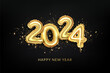 2024 Happy new year number, gold balloons