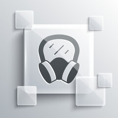 Sticker - Grey Gas mask icon isolated on grey background. Respirator sign. Square glass panels. Vector