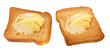 torrada com manteiga isolado em fundo transparente - fatia de pão com margarina