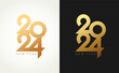 © motis_illustration - 2024 Happy New Year gold logo text design on black background and white background