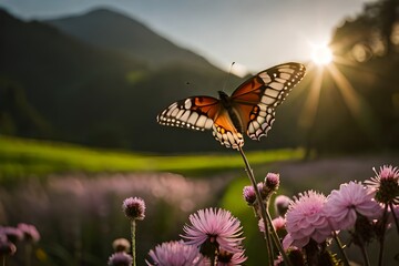 Poster - butterfly on a flower