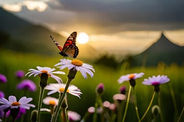 Poster - butterfly on a flower