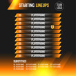 Football match sport graphics black and orange template for online broadcast and social media