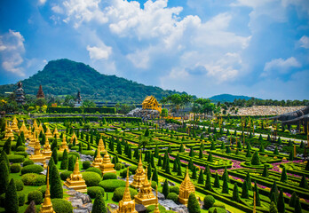 Nongnooch Garden Pattaya Thailand, October 10 2020,Large Lao Chaeng public park, tourist spots in Thailand, travel in Thailand.