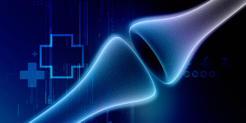 Wall Mural - synapse and neuron cells sending electrical chemical signals. 3d rendering