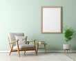 © Kowit - Modern living room interior. Interior and Blank picture frame background mockup and armchairs with the green wall.