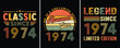 © Tshirt_Designs2 - Classic Since 1974, One of a kind Limited Edition Awesome Since 1974, Legend Since 1974 Limited Edition, Vintage T-shirt Designs For Birthday Gift
