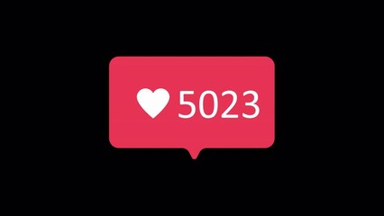 Wall Mural - Animation of social media notification likes and heart love icon on transparent background alpha channel