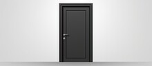Plain Black Door Symbol On Grey Backdrop Graphic Representation