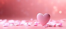 Selective Focus Shot Of A Wide Pink Heart Set Against A Pink Background In A Romantic Setting