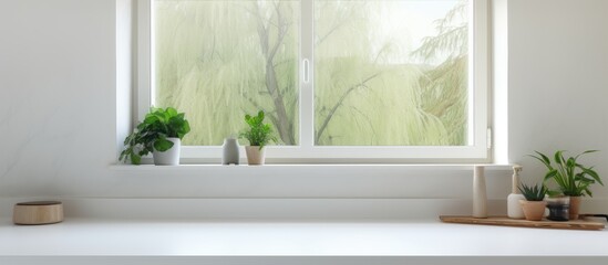 Aufkleber - Bright kitchen with white counters by window