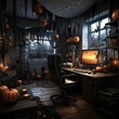 Halloween theme office room