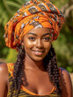 Hübsche Afrikanerin in traditioneller Kleidung, Portrait, Generative KI