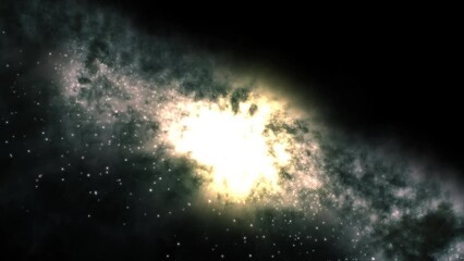 bright galaxy consisting of nebulae and star clusters. the central part of the galaxy with a bright 