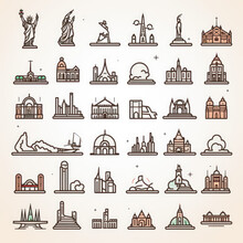 Tour And Travel Outline Icon Set Vector Illustration
