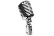 ©  Mohammad Xte - Full Vintage silver microphone. Podcast microphone. Isolated on Transparent background.