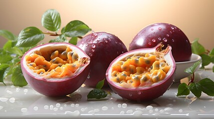 Passion fruit on white background