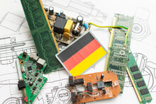 Semiconductor Printed Circuit Board. Concept: German Semiconductor Industry.