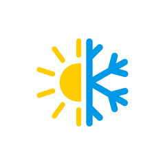 Wall Mural - sun and snowflake icon. hot and cold