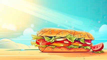 Wall Mural - Sandwich. Web banner with copy space